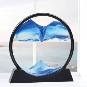 3D moving sand art with a blue, red, yellow, green sand landscape, creating a natural and relaxing flowing effect.